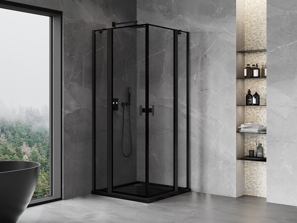 Mexen Mist Duo sprchový kout s otočnými dveřmi 85 x 85 cm, černý rám, černý - 8A4-085L-085P-70-70