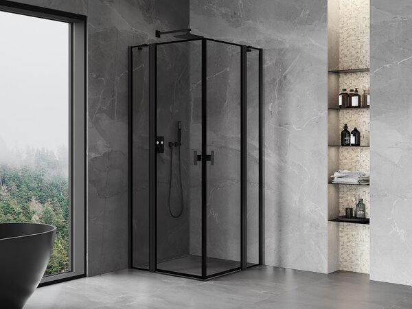 Mexen Mist Duo sprchový kout s otočnými dveřmi 85 x 85 cm, černý rám, černý - 8A4-085L-085P-70-70