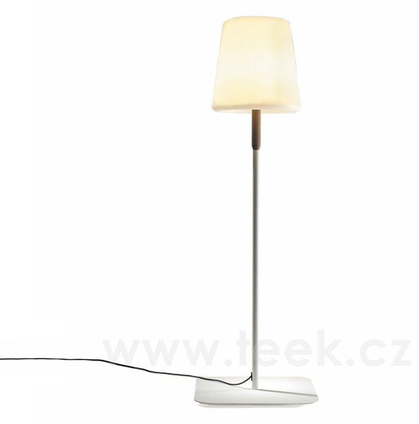 Royal Botania Stojící lampa Glow, hliníkový rám bílý, teak, stínidlo polyethylen, LED 4,3W, 700lm, 2700K, 100-240V, 50/60Hz, vč. driver 500mA