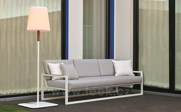 Royal Botania Stojící lampa Glow, hliníkový rám bílý, teak, stínidlo polyethylen, LED 4,3W, 700lm, 2700K, 100-240V, 50/60Hz, vč. driver 500mA