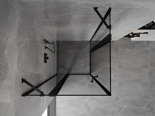 Mexen Mist Duo sprchový kout s otočnými dveřmi 85 x 85 cm, černý rám, černý - 8A4-085L-085P-70-70