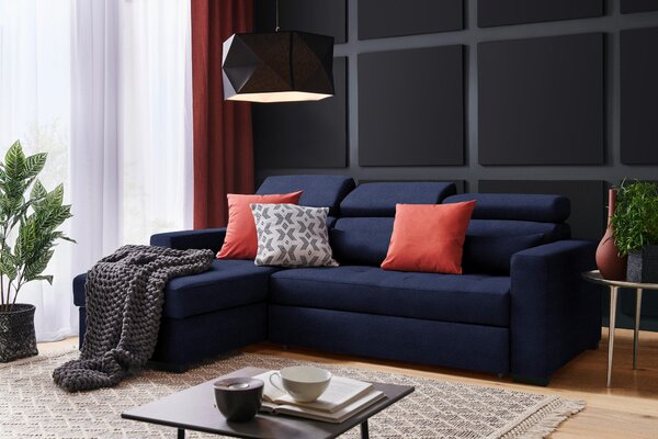 ROHOVÁ SEDAČKA, textil, tmavě modrá Carryhome - Sedací soupravy, Online Only