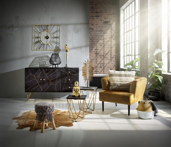 NÁSTĚNNÉ HODINY černá, barvy zlata 71/71 cm Ambia Home - Nástěnné hodiny