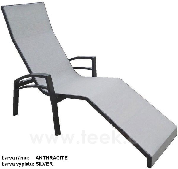 Stern Sklopné lehátko s područkami Balance, Stern, 160x70x115 cm, rám lakovaný hliník černý (black matt), výplet textilen linen grey