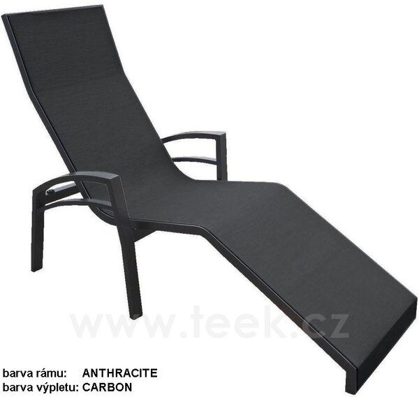 Stern Sklopné lehátko s područkami Balance, Stern, 160x70x115 cm, rám lakovaný hliník černý (black matt), výplet textilen linen grey