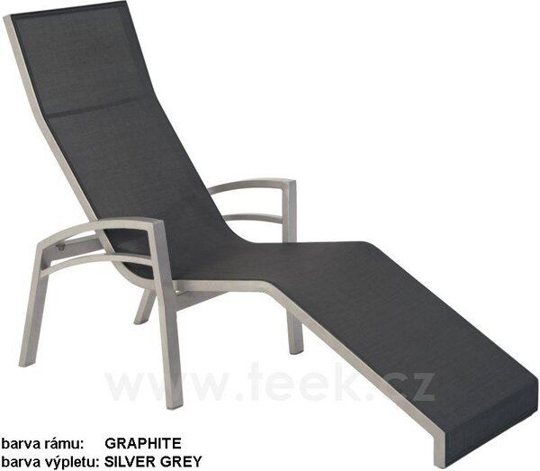 Stern Sklopné lehátko s područkami Balance, Stern, 160x70x115 cm, rám lakovaný hliník černý (black matt), výplet textilen linen grey