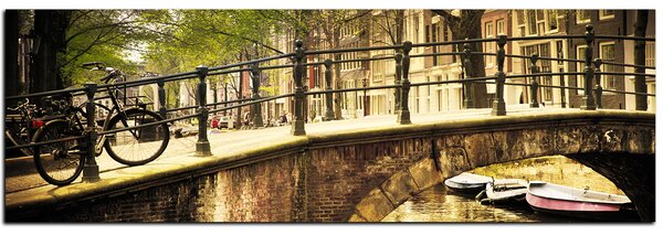 Obraz na plátně - Romantický most přes kanál - panoráma 5137A (120x45 cm)