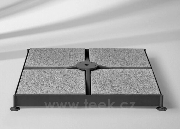 Teek Dlaždicový stojan pro slunečníky Glatz, příruba M4, 120 kg, (pro 8 dlaždic 40x40x4 cm), rozměr ca 90x90x12 cm, šedá barva, bez dlaždic