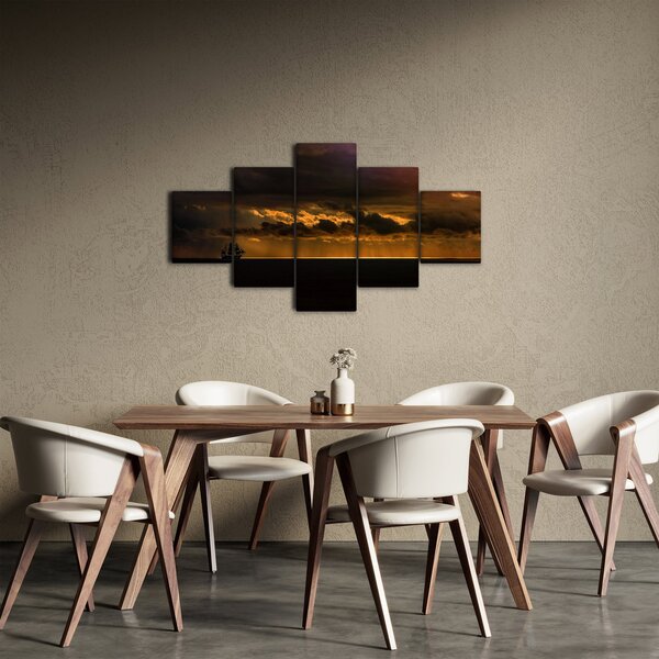 Obraz plachetnice v západu slunce (125x70 cm)