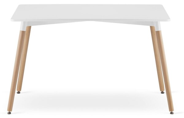 Jídelní set 1 + 4, bílý stůl ADRIA 120x80 cm + bílá židle BALI MARK s bukovými nohami