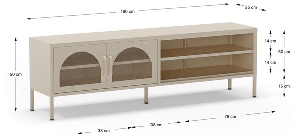 Krémový TV stolek 160x50 cm Diora – Marckeric