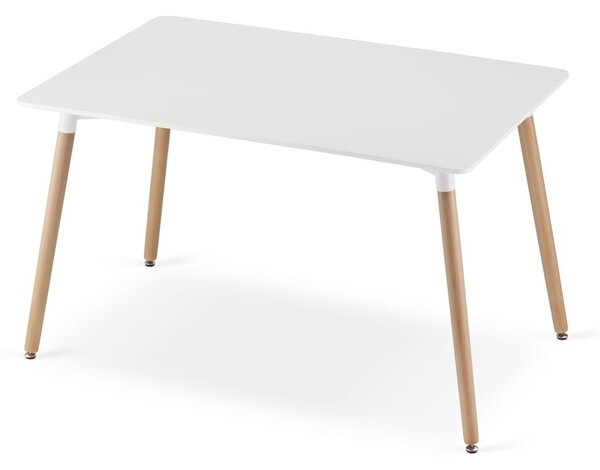 Jídelní set 1 + 4, bílý stůl ADRIA 120x80 cm + bílá židle BALI MARK s bukovými nohami
