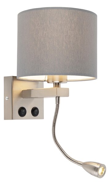 Moderní nástěnná lampa z oceli se šedým odstínem - Brescia