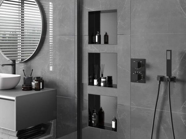 Mexen X-Wall-NR nikový regál bez límce 30 x 30 cm, kartáčovaná gun grey - 19E1303010