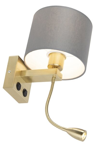 Art Deco nástěnná lampa zlatá s šedým stínítkem - Brescia