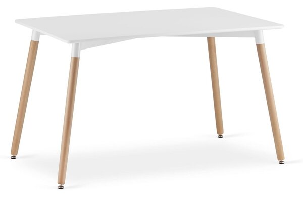 Jídelní set 1 + 4, bílý stůl ADRIA 120x80 cm + bílá židle BALI MARK s bukovými nohami