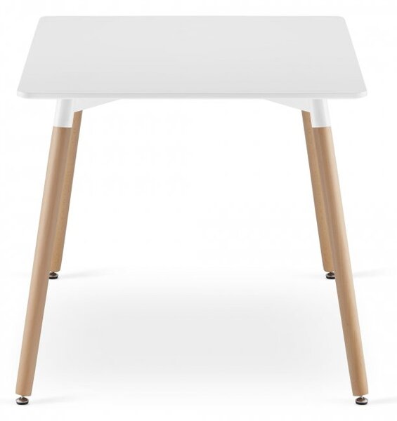 Jídelní set 1 + 4, bílý stůl ADRIA 120x80 cm + bílá židle BALI MARK s bukovými nohami