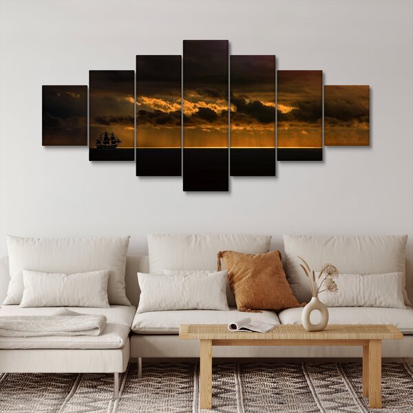 Obraz plachetnice v západu slunce (210x100 cm)
