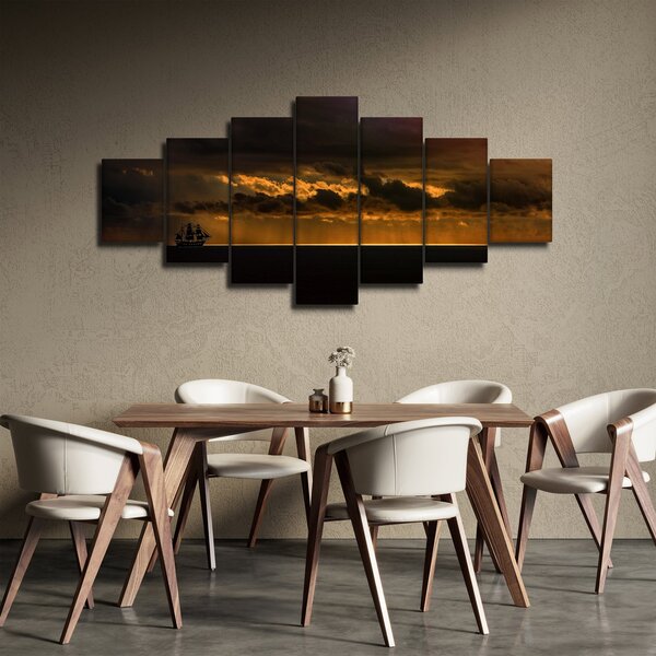 Obraz plachetnice v západu slunce (210x100 cm)