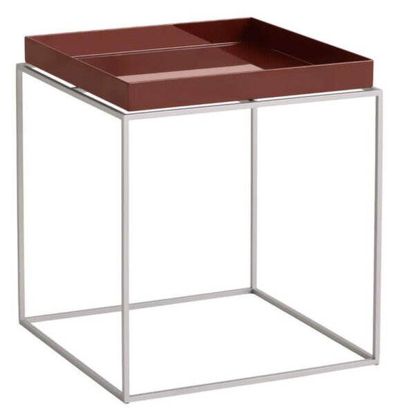 HAY Stolek Tray Table 40x40, chocolate high gloss / silicone coated steel