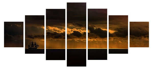 Obraz plachetnice v západu slunce (210x100 cm)
