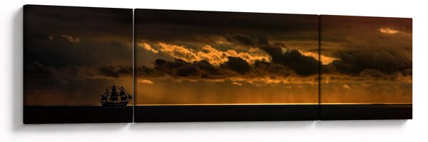 Obraz plachetnice v západu slunce (170x50 cm)