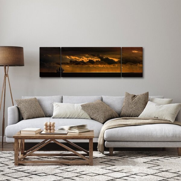 Obraz plachetnice v západu slunce (170x50 cm)