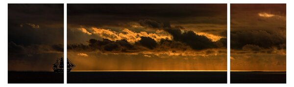 Obraz plachetnice v západu slunce (170x50 cm)