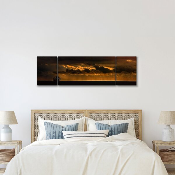 Obraz plachetnice v západu slunce (170x50 cm)