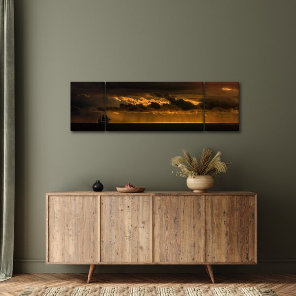 Obraz plachetnice v západu slunce (170x50 cm)