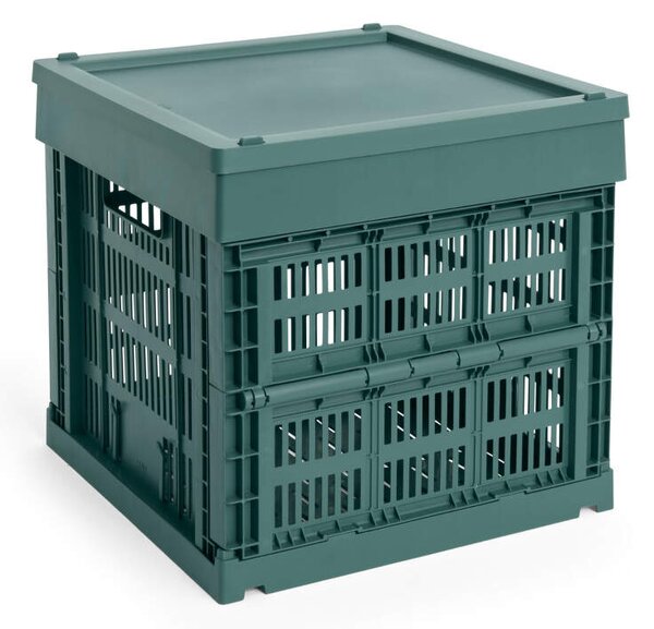 HAY Plastové víko Colour Crate Medium Square/Cube, dark green