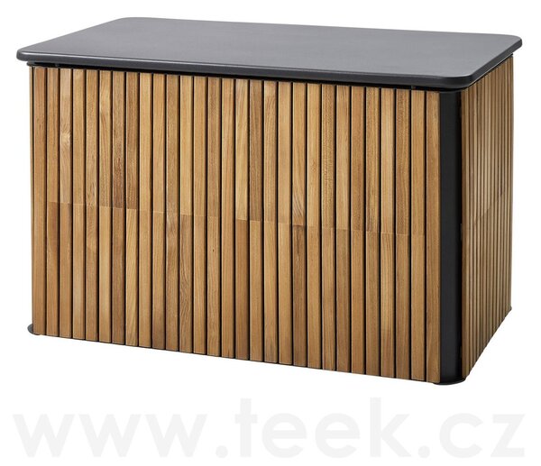 Cane-line Venkovní truhla na sedáky, Cane-line, 116x63x71 cm, rám hliník barva lava grey, teak