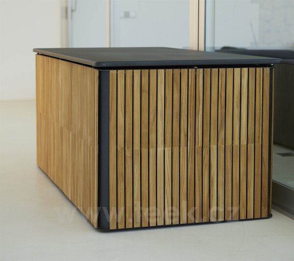 Cane-line Venkovní truhla na sedáky, Cane-line, 116x63x71 cm, rám hliník barva lava grey, teak