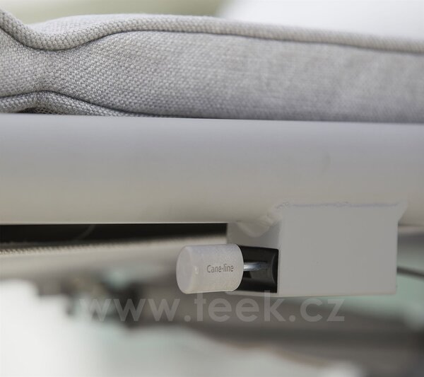 Cane-line Polohovací lehátko s kolečky Conic, Cane-line, 220x78x40 cm, rám hliník barva light grey, pásový výplet a celopotah venkovní látka AirTouch light grey