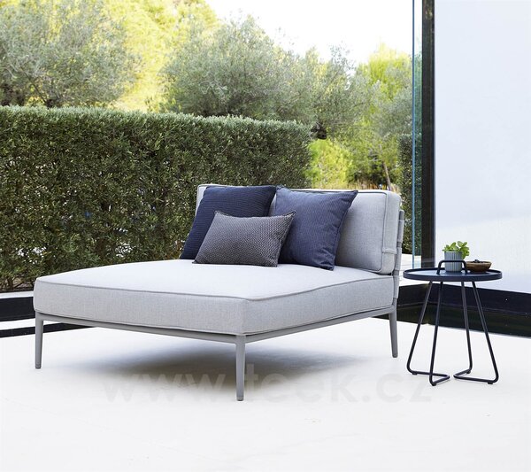 Cane-line Denní postel Conic, Cane-line, 120x140x82 cm, rám hliník barva light grey, pásový výplet a sedáky venkovní látka AirTouch light grey