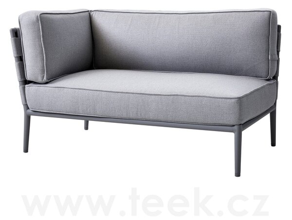 Cane-line Ukončovací/rohový pravostranný díl Conic, Cane-line, 140x82x82 cm, rám hliník barva light grey, pásový výplet a sedáky venkovní látka barva AirTouch light grey
