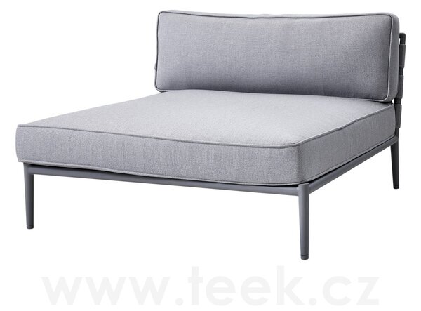 Cane-line Denní postel Conic, Cane-line, 120x140x82 cm, rám hliník barva light grey, pásový výplet a sedáky venkovní látka AirTouch light grey