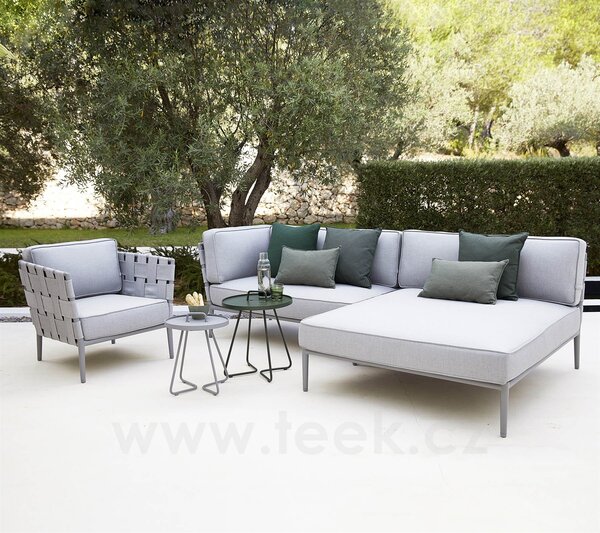 Cane-line Denní postel Conic, Cane-line, 120x140x82 cm, rám hliník barva light grey, pásový výplet a sedáky venkovní látka AirTouch light grey
