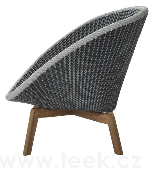 Cane-line Nízké křeslo Peacock, Cane-line, 91x93x87 cm, nohy teak, rám hliník, výplet umělý ratan barva grey/light grey, bez polstrů