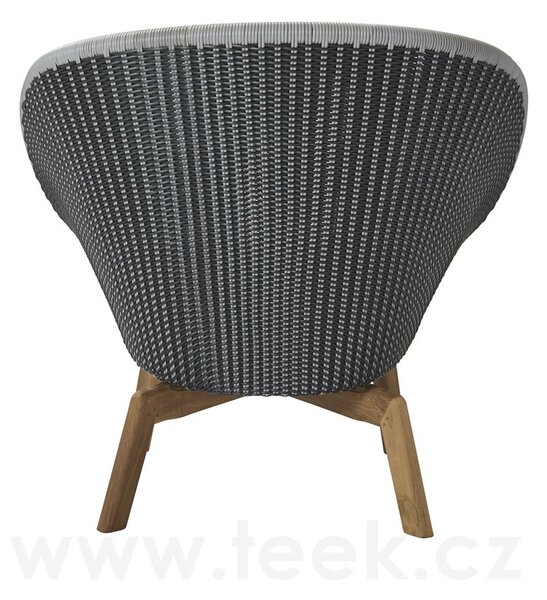 Cane-line Nízké křeslo Peacock, Cane-line, 91x93x87 cm, nohy teak, rám hliník, výplet umělý ratan barva grey/light grey, bez polstrů