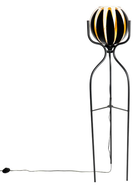 Designová stojací lampa černá se zlatem - Melone