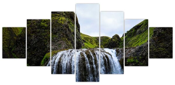 Obraz útesu s vodopádem (210x100 cm)