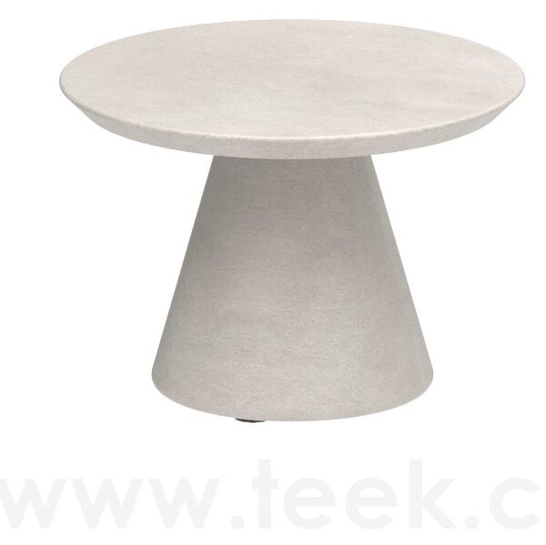 Royal Botania Betonový odkládací boční stolek Conix, Royal Botania, kulatý 40x28 cm, podnož beton cement grey, deska teak