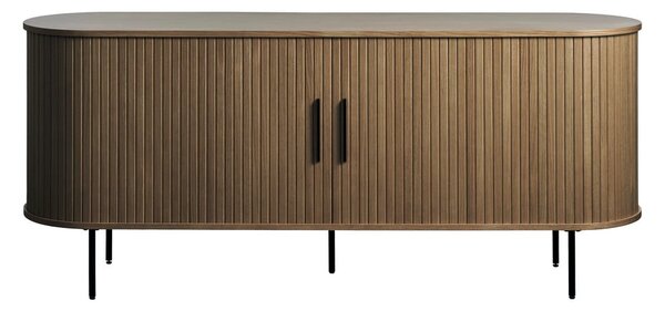 Hnědá komoda v dekoru dubu s posuvnými dveřmi 180x76x45 cm Nola – Unique Furniture