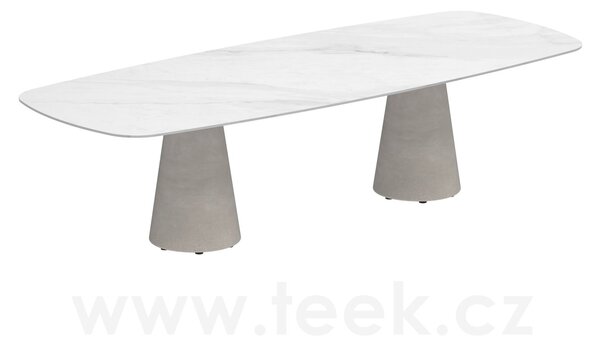 Royal Botania Betonový jídelní stůl Conix, Royal Botania, oválný 300x120x75 cm, podnož beton cement grey, deska keramika bílá