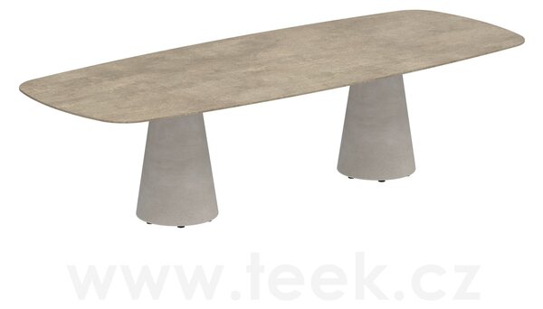 Royal Botania Betonový jídelní stůl Conix, Royal Botania, oválný 300x120x75 cm, podnož beton cement grey, deska keramika bílá