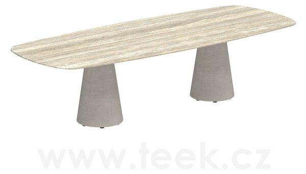 Royal Botania Betonový jídelní stůl Conix, Royal Botania, oválný 300x120x75 cm, podnož beton cement grey, deska keramika bílá
