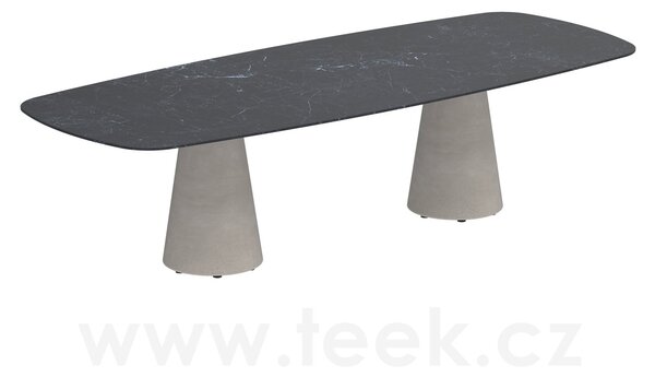 Royal Botania Betonový jídelní stůl Conix, Royal Botania, oválný 300x120x75 cm, podnož beton cement grey, deska keramika bílá