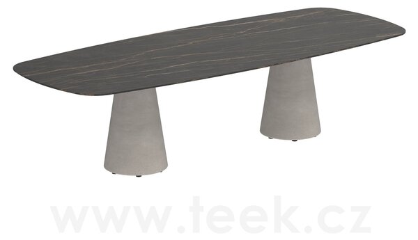 Royal Botania Betonový jídelní stůl Conix, Royal Botania, oválný 300x120x75 cm, podnož beton cement grey, deska keramika bílá