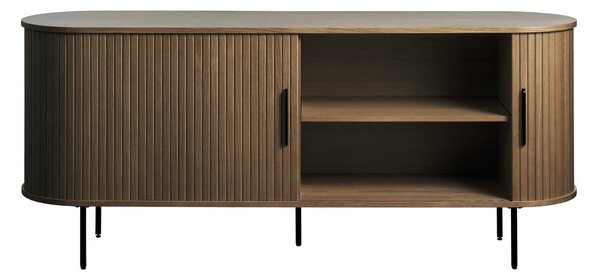Hnědá komoda v dekoru dubu s posuvnými dveřmi 180x76x45 cm Nola – Unique Furniture